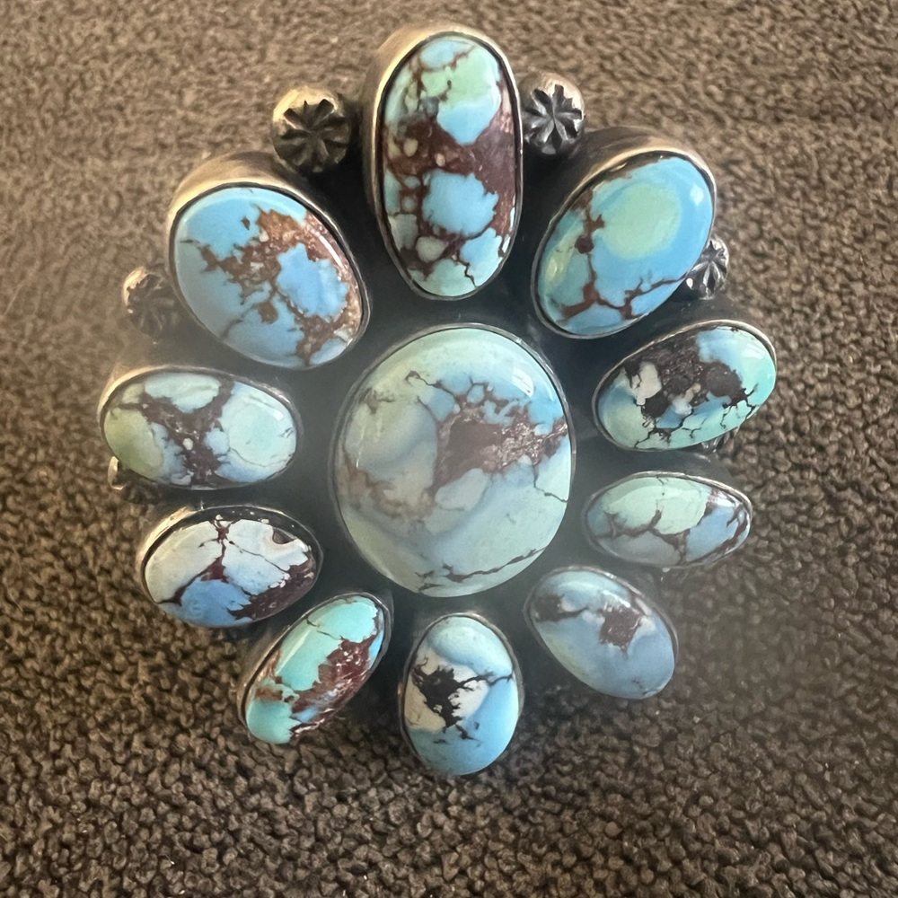 Golden Hills Turquoise Ring signed Mary Ann Spencer N/A - Picture 5 of 7